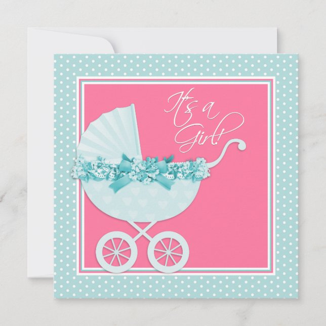 Pink and Teal Blue Baby Shower Invitation (Front)