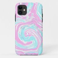 Pink and Teal Blue Swirls Fluid Art Marble Like