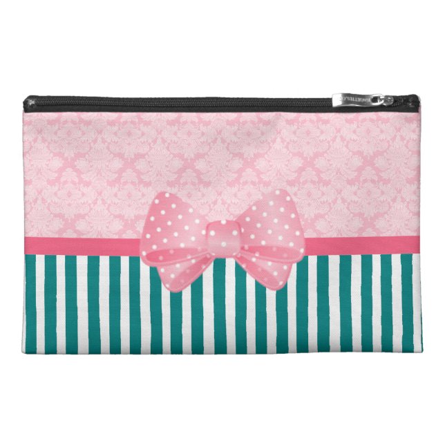 Pink and Teal Damask Stripe Bag (Front)