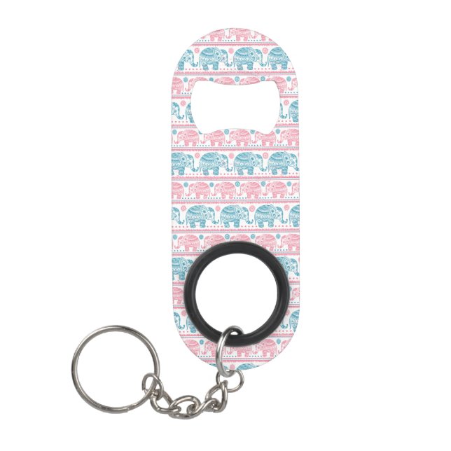 Pink And Teal Ethnic Elephant Pattern (Front)