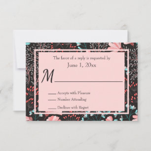 Pink and Teal Flowers RSVP Card