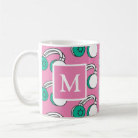 Pink and Teal Headphones Pop Art Pattern Monogram