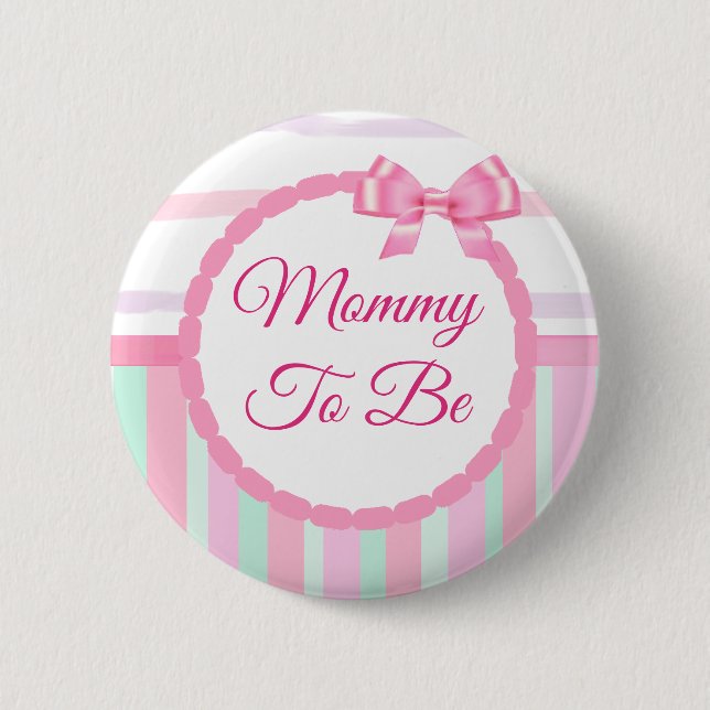 Pink and Teal Mummy to be Baby Shower 6 Cm Round Badge (Front)