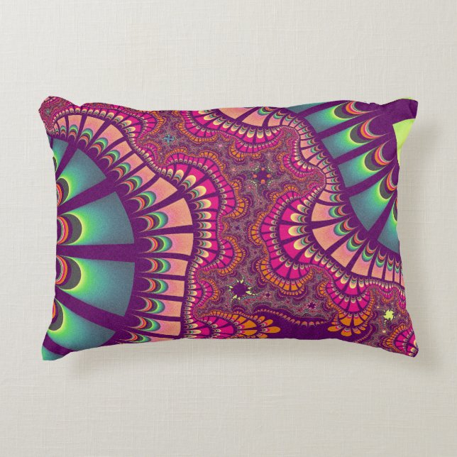 Pink and Teal Rainbow Remix Decorative Cushion (Front)