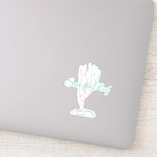 Pink and Teal Save the Reef Watercolor Vinyl Decal