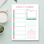 Pink and Teal Weekly Planner Notepad<br><div class="desc">Embark on a journey of productivity with our Week-by-Week Expedition To-Do List Notepad. Meticulously crafted for those who love to plan ahead,  this notepad ensures your tasks sail smoothly from Monday to Sunday.</div>