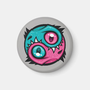 Pink and Teal Yin Yang Dragons Magnet