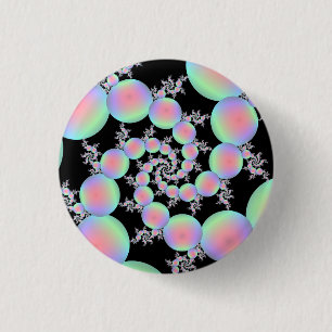 Pink and Turquoise Balloon Spiral 3 Cm Round Badge