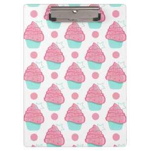 Pink and Turquoise Cupcakes, Cupcake Pattern Clipboard
