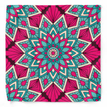Pink and turquoise floral mandala pattern