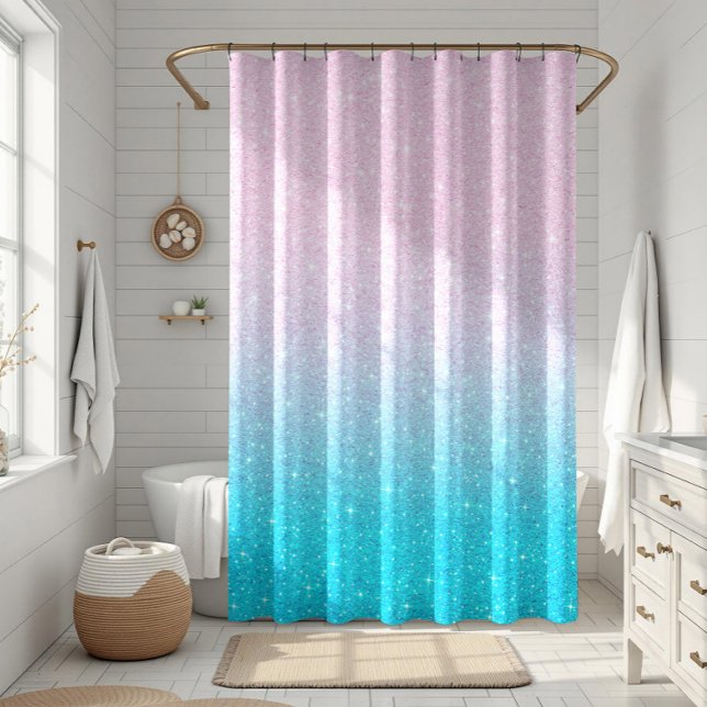Pink and Turquoise Glitter Ombre Shower Curtain (Creator Uploaded)