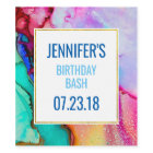 Pink and Turquoise Marble Abstract Watercolor