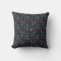 Pink and turquoise stylised leaves black Pattern