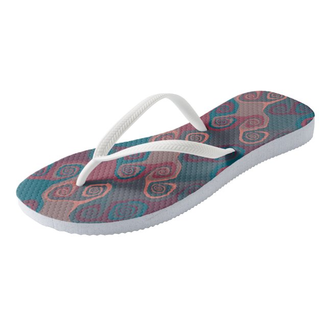 Pink and Turquoise Swirl abstract Jandals (Angled)