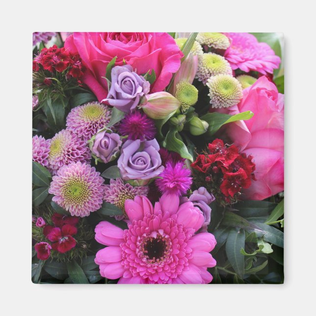 Pink and Violet Flower Bouquet Magnet (Front)