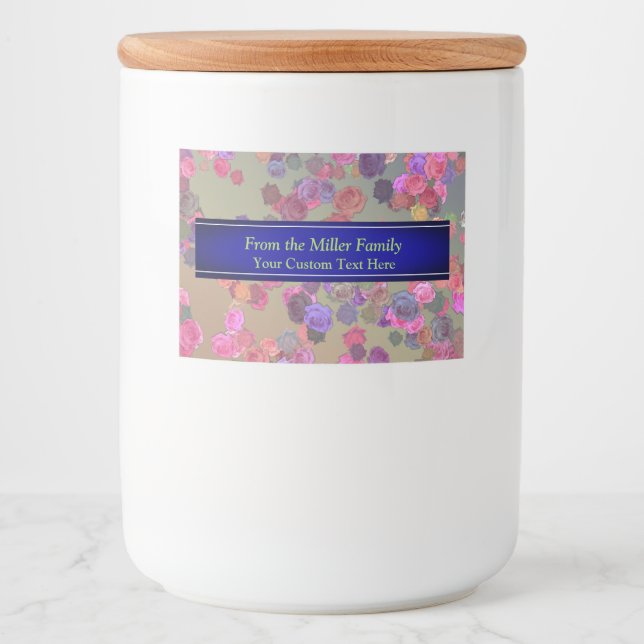 Pink and Violet Roses in a Random Pattern Food Label (Front)