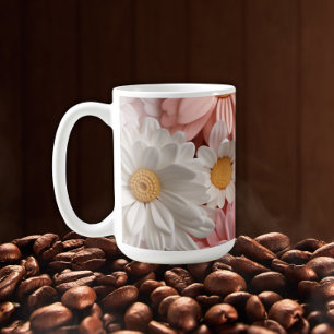 Pink and white 3D daisy flower  Coffee Mug