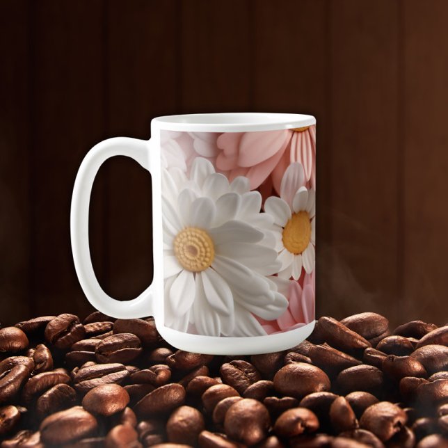Pink and white 3D daisy flower  Coffee Mug (Creator Uploaded)