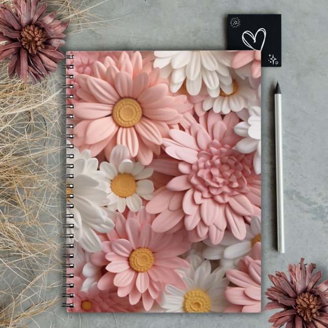 Pink and white 3D daisy flower Notebook (Creator Uploaded)