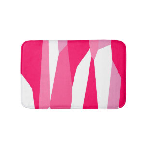 Pink and White Abstract Bath Mat