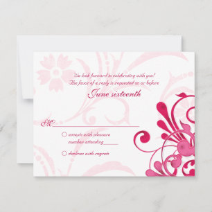 Pink and White Abstract Floral Response Card