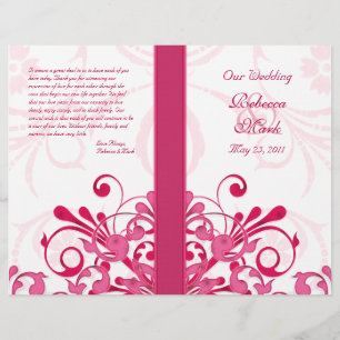 Pink and White Abstract Floral Wedding Program