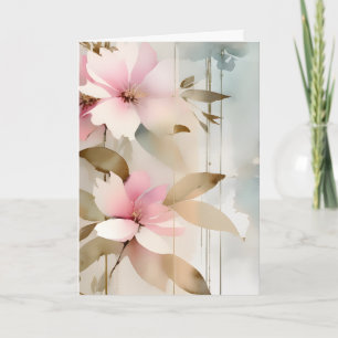 Pink and White Abstract Flowers Mother's Day Holiday Card