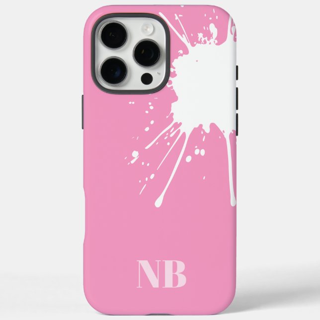 pink and white abstract monogram name initials  Case-Mate iPhone case (Back)