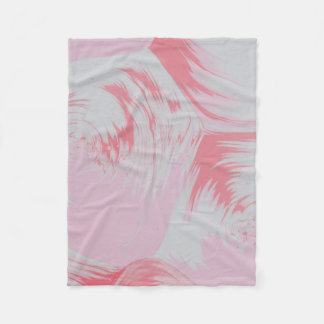 Pink and white abstract painting fleece blanket
