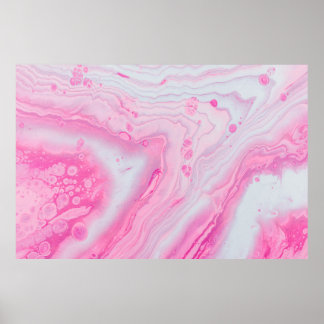 Pink and white abstract painting poster