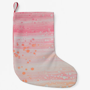 Pink and white abstract painting small christmas stocking
