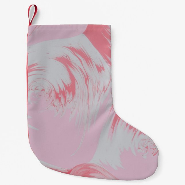 PINK AND WHITE ABSTRACT PAINTING SMALL CHRISTMAS STOCKING (Front)