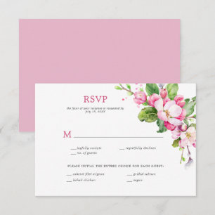 Pink and White Apple Blossom RSVP Card