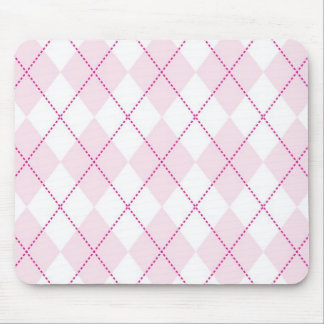 Pink and White Argyle Pattern Mouse Pad