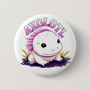 Pink and White Axolotl Personalized 6 Cm Round Badge
