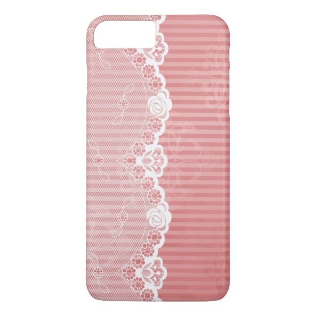 Pink and white background with black lace Case-Mate iPhone case (Back)