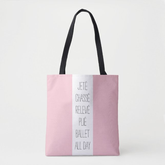 Pink and White Ballet All Day Tote Bag (Front)