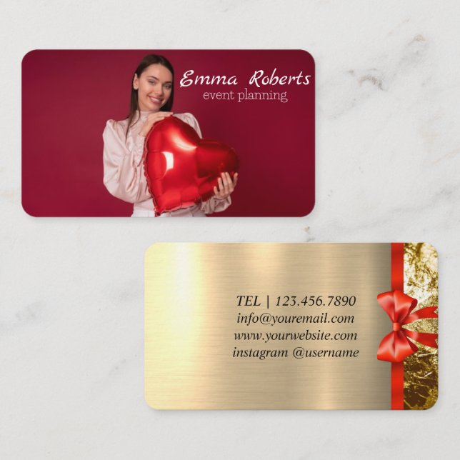 Pink and White Balloons Modern Business card (Front/Back)