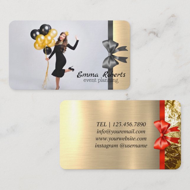 Pink and White Balloons Modern Business card (Front/Back)