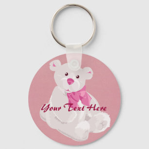 Pink and White Bear Keychain