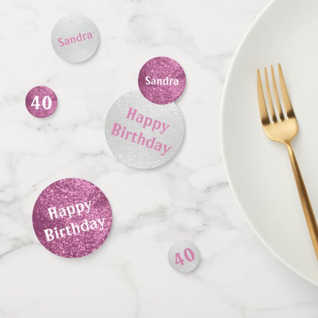 Pink and White Birthday Glitter Confetti (Group)