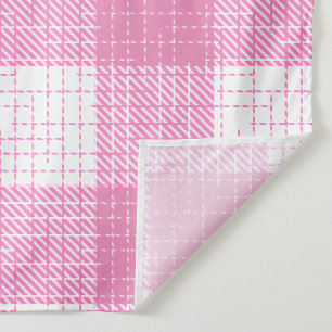 Pink and White Bold Checkered Plaid Design Fabric