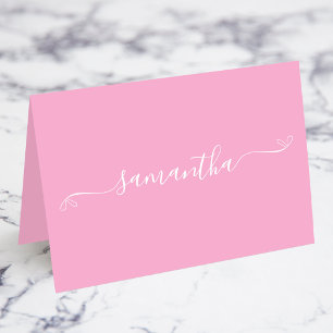 Pink and White Bow Signature Name Place Cards