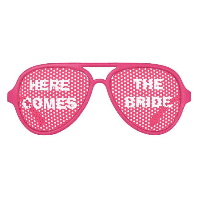 Pink and White Bride's Party Eye Glasses (Front)