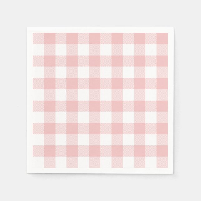 Pink and White Buffalo Plaid Gingham Napkin (Front)