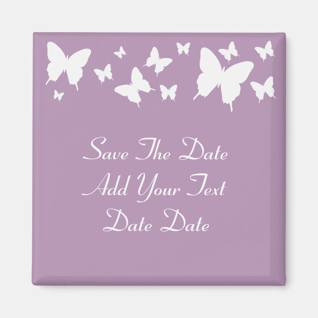 Pink and White Butterfly Save The Date Magnet. Magnet (Front)