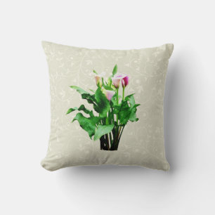 Pink and White Calla Lilies Cushion