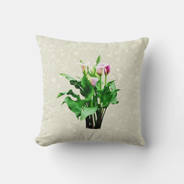 Pink and White Calla Lilies Cushion (Front)