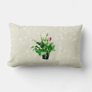 Pink and White Calla Lilies Lumbar Cushion