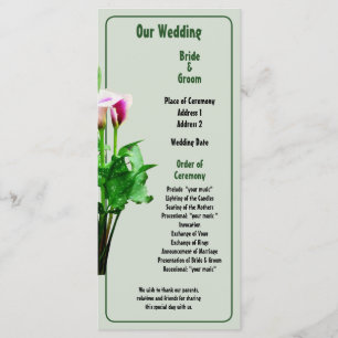 Pink and White Calla Lilies Wedding Program Programme